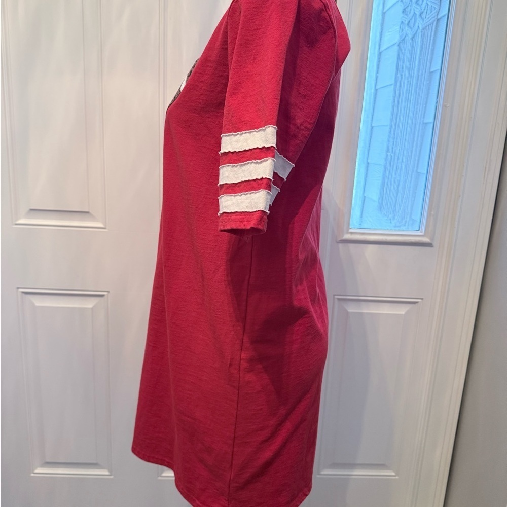Crimson Game Day Football Tee Dress - Picture 3 of 5